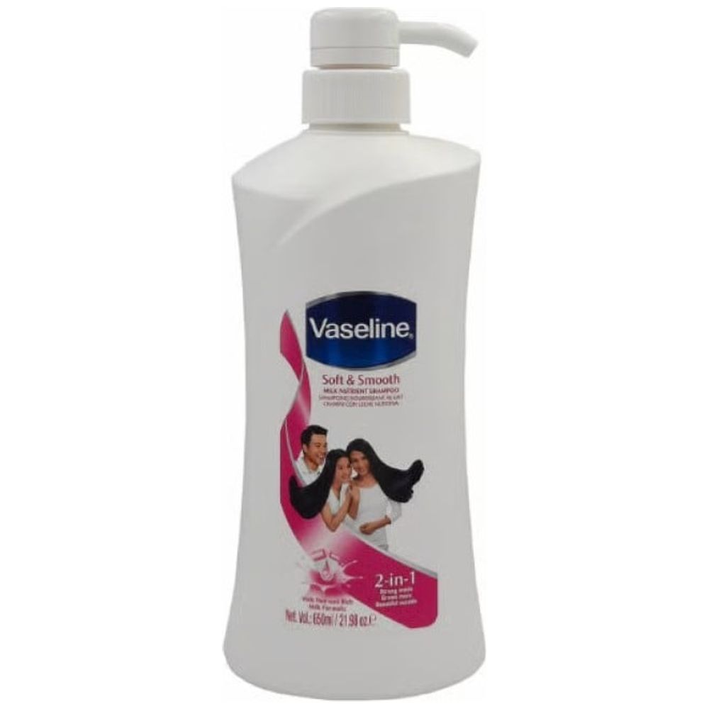 Vaseline Soft & Smooth 2-in-1 Shampoo & Conditioner with Milk - Cleanses and moisturizes hair for softness, 650 ml