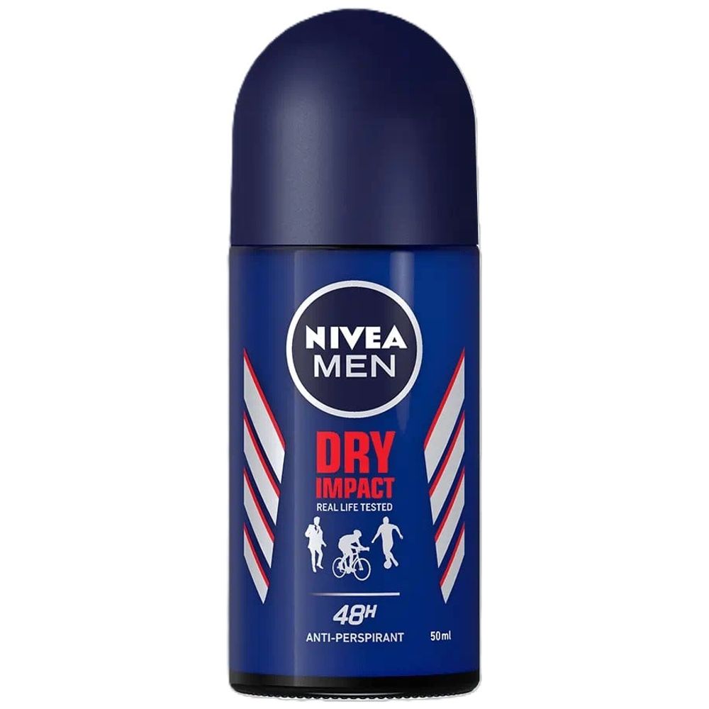 Nivea MEN Dry Impact Roll-On Antiperspirant - 48-hour protection with effective sweat control, 50 ml