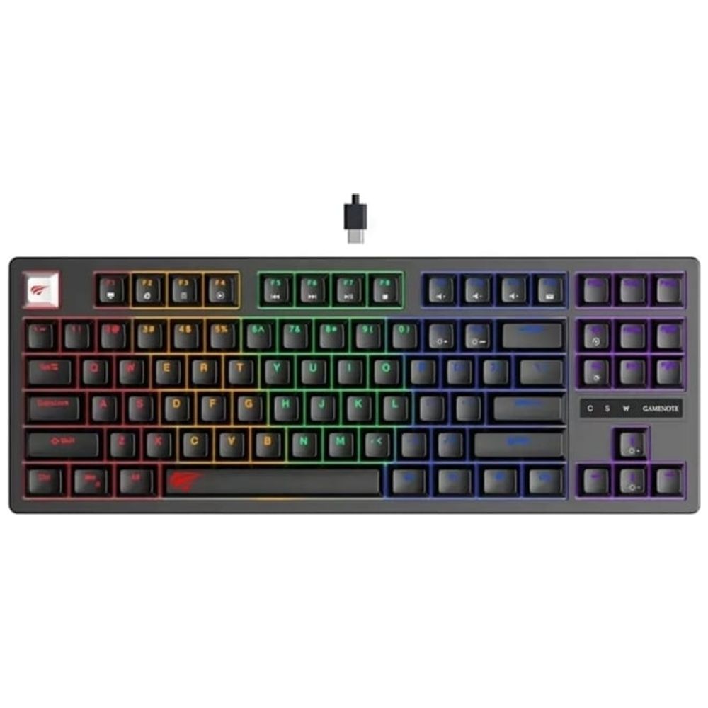 Havit Havit KB922L Gaming Keyboard - Wired - 104 Keys - Rainbow Backlighting - Water Resistant Design - Black