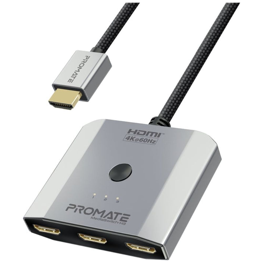 Promate Promate HDMI Adapter - 0.5m - 3 Ports - 4K - Gray 0.5m, 3 ports, 4K