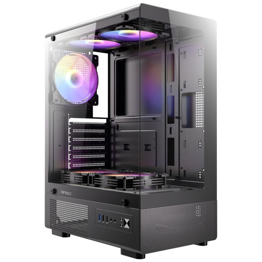 Antec Computer Case - Tempered Glass, 5 ARGB Fans, USB 3.0/2.0 Ports, Supports ATX/Micro-ATX/Mini-ITX, Black Tempered Glass, 5 ARGB Fans, USB 3.0/2.0, ATX/Micro-ATX/Mini-ITX – 69,000 IQD Iraq