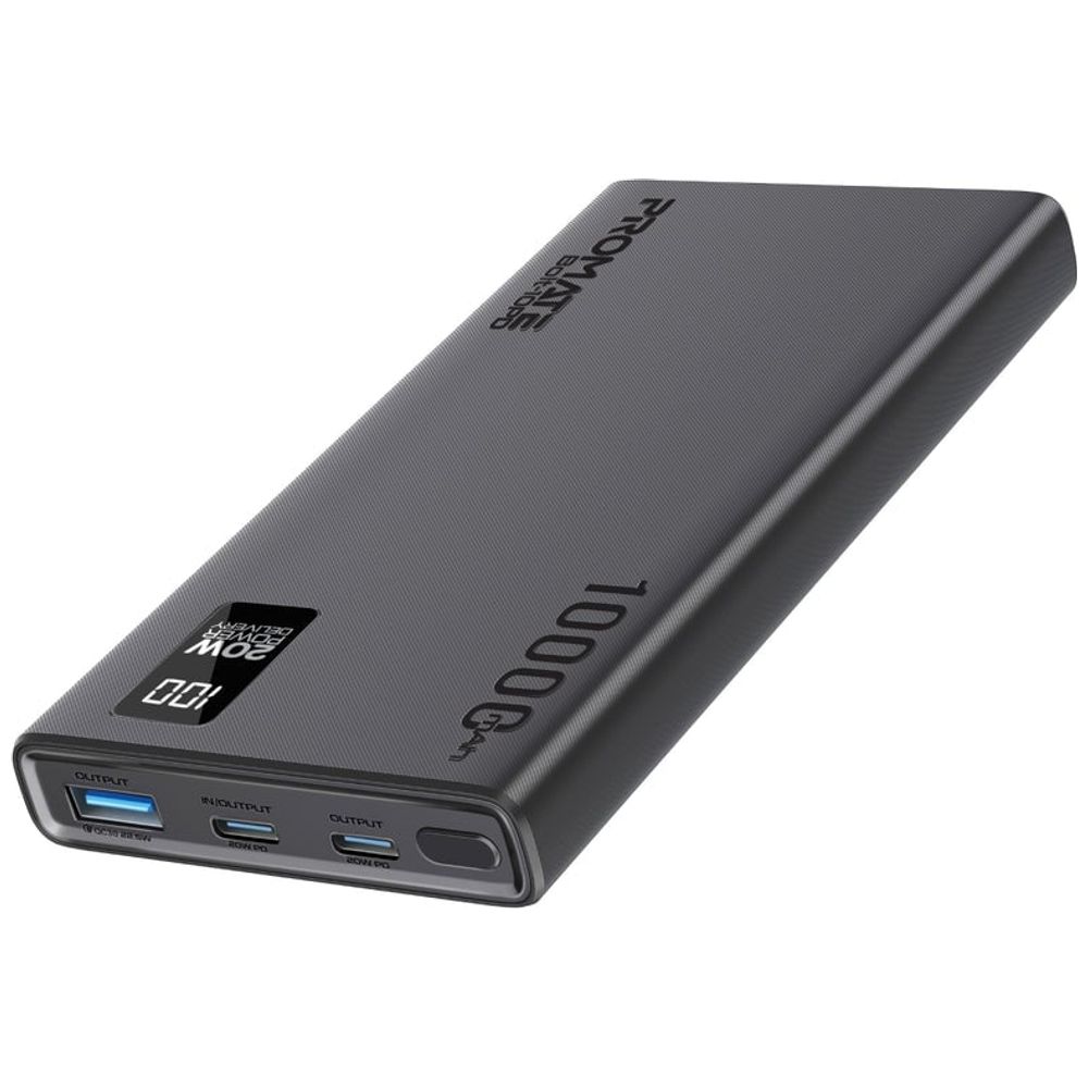 Promate Promate Power Bank - 10000mAh - 20W Dual Charging USB-C & USB-A - LCD Display - Black 10000mAh, 20W – 40,000 IQD Iraq