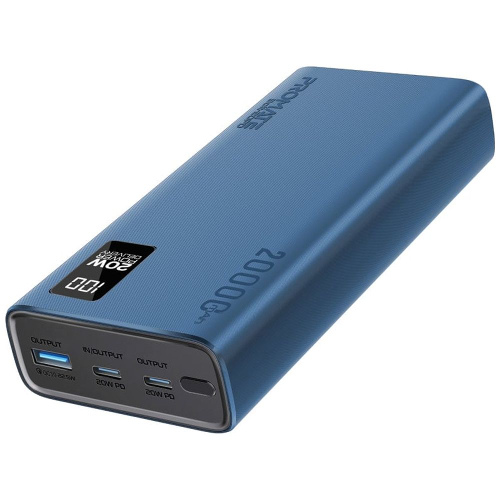 Promate Promate Power Bank - 20000mAh - 20W Dual Charging USB-C & USB-A - LCD Display - Blue 20000mAh - 20W