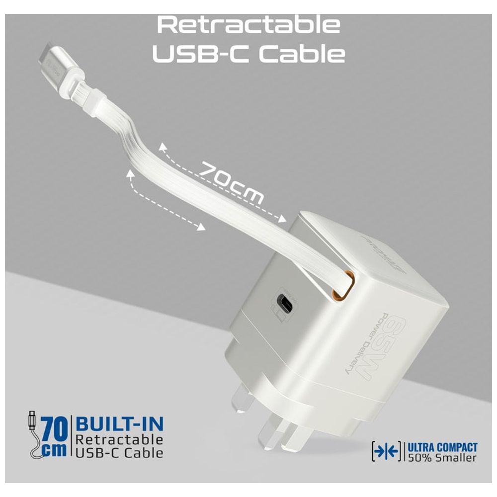 Promate Promate Wall Charger - USB-C - 70cm - 65W - White 65W, 70cm – 55,000 IQD Iraq