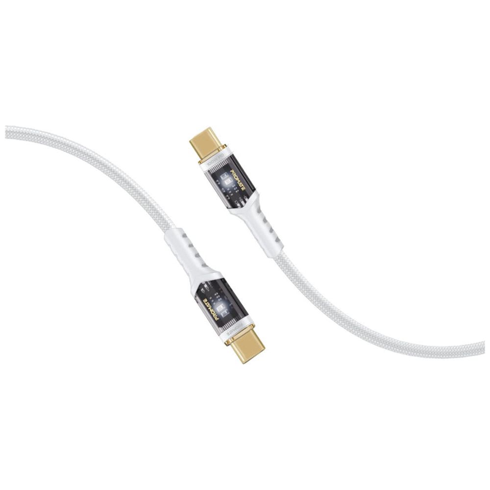 Promate Promate Charging Cable - USB-C to USB-C - 100W - LED Light - 2 m - White 100W, 2m – 27,000 IQD Iraq