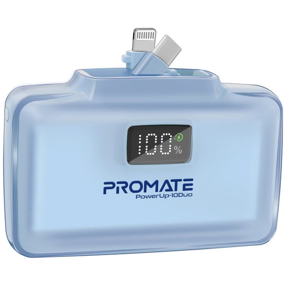 Promate Power Bank - 10000mAh - 20W Charging - Built-in USB-C & Lightning Cable - Blue 10000mAh, 20W – 45,000 IQD Iraq
