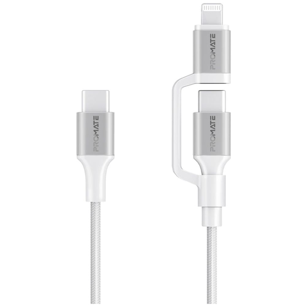 Promate Promate 2-in-1 Charging Cable - USB-C & Lightning - 60W - 1.2m - White 60W, 1.2m – 28,000 IQD Iraq