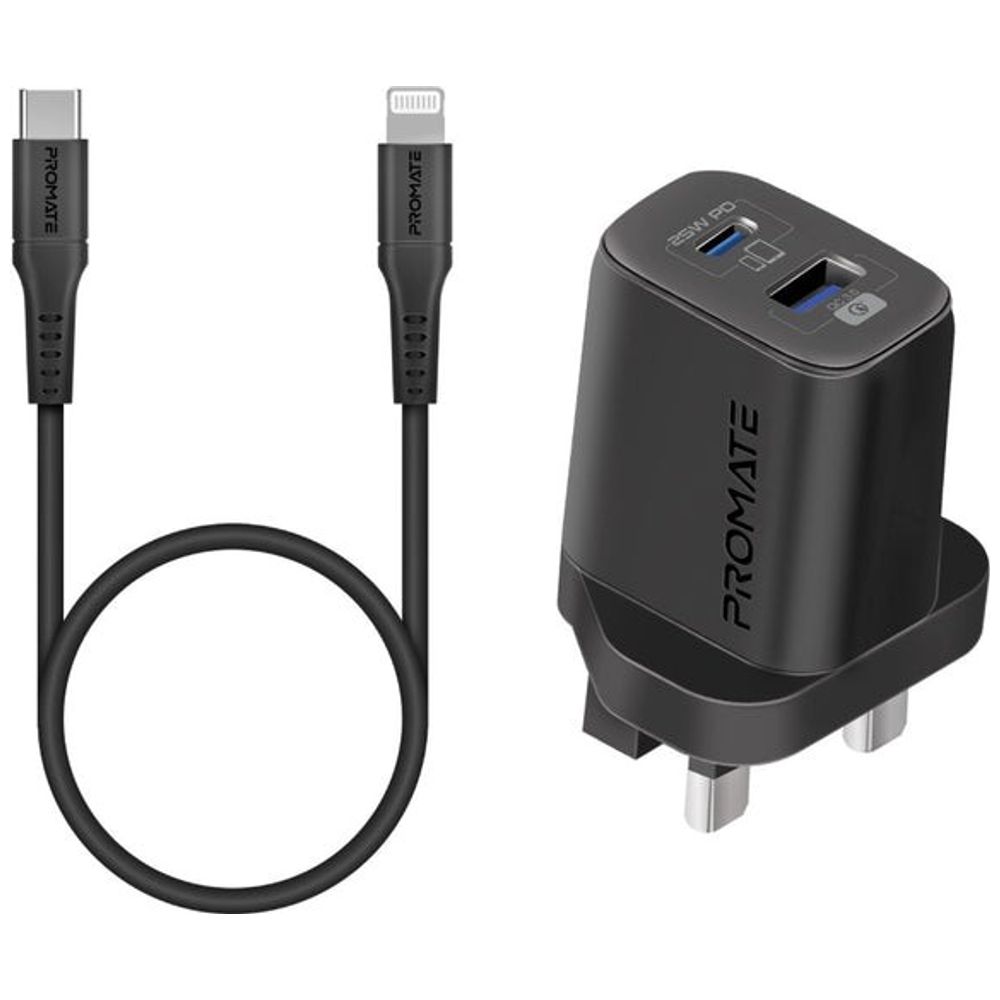 Promate Promate Wall Charger - 25W - USB-C to Lightning - Black 25W, USB-C to Lightning – 30,000 IQD Iraq