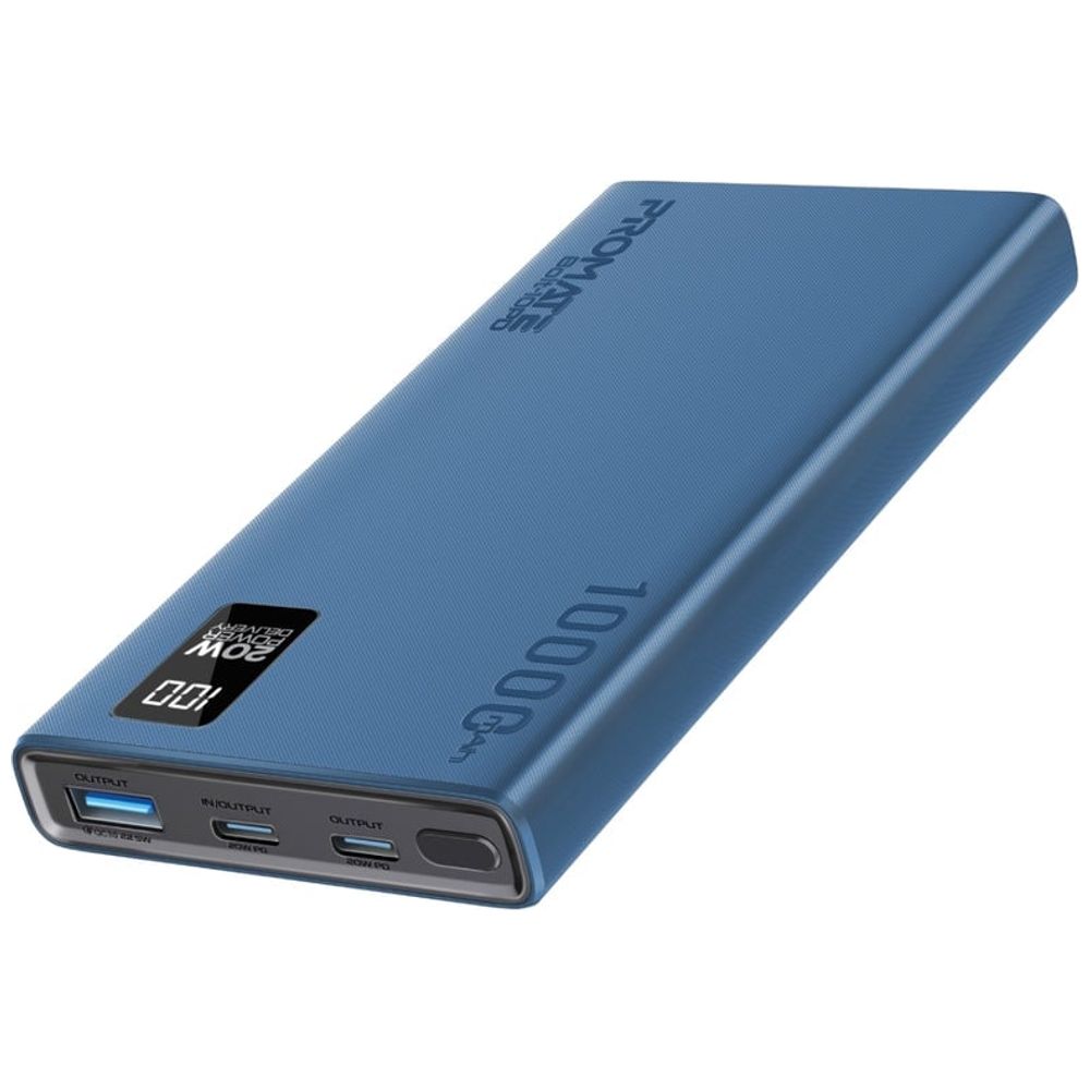 Promate Promate Power Bank - 10000mAh - 20W Dual Charging USB-C & USB-A - LCD Display - Blue 10000mAh, 20W – 40,000 IQD Iraq