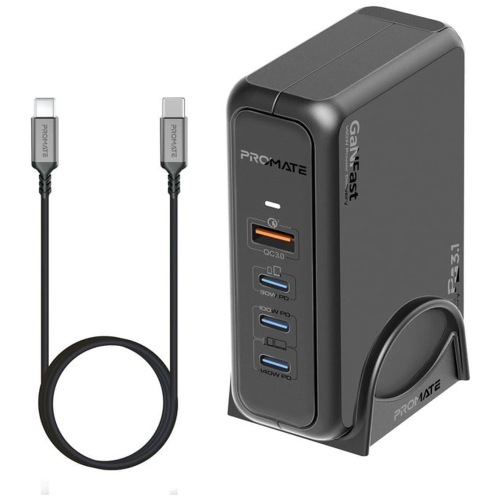 Promate Promate Wall Charger - 140W - 3 Ports - Black 140W, 3 Ports – 90,000 IQD Iraq