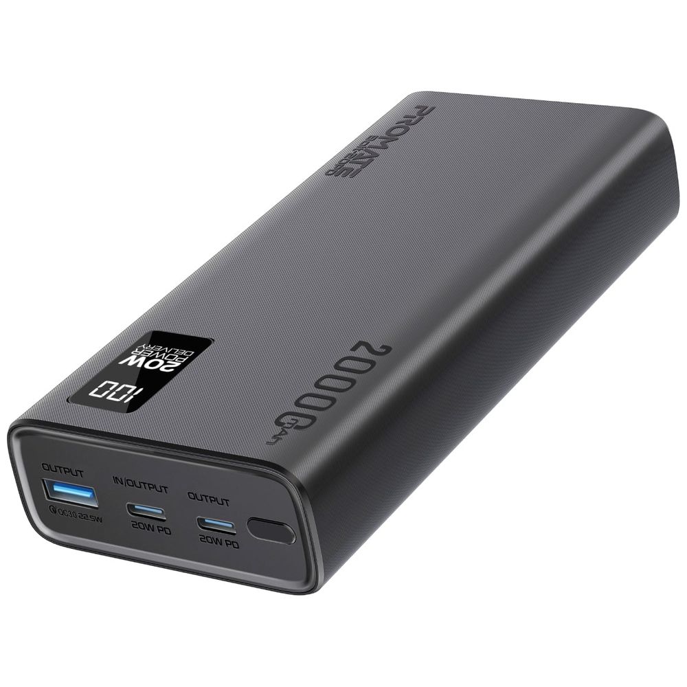 Promate Power Bank - 20000mAh - 20W Dual Charging USB-C & USB-A - LCD Display - Black 20000mAh 20W – 55,000 IQD Iraq