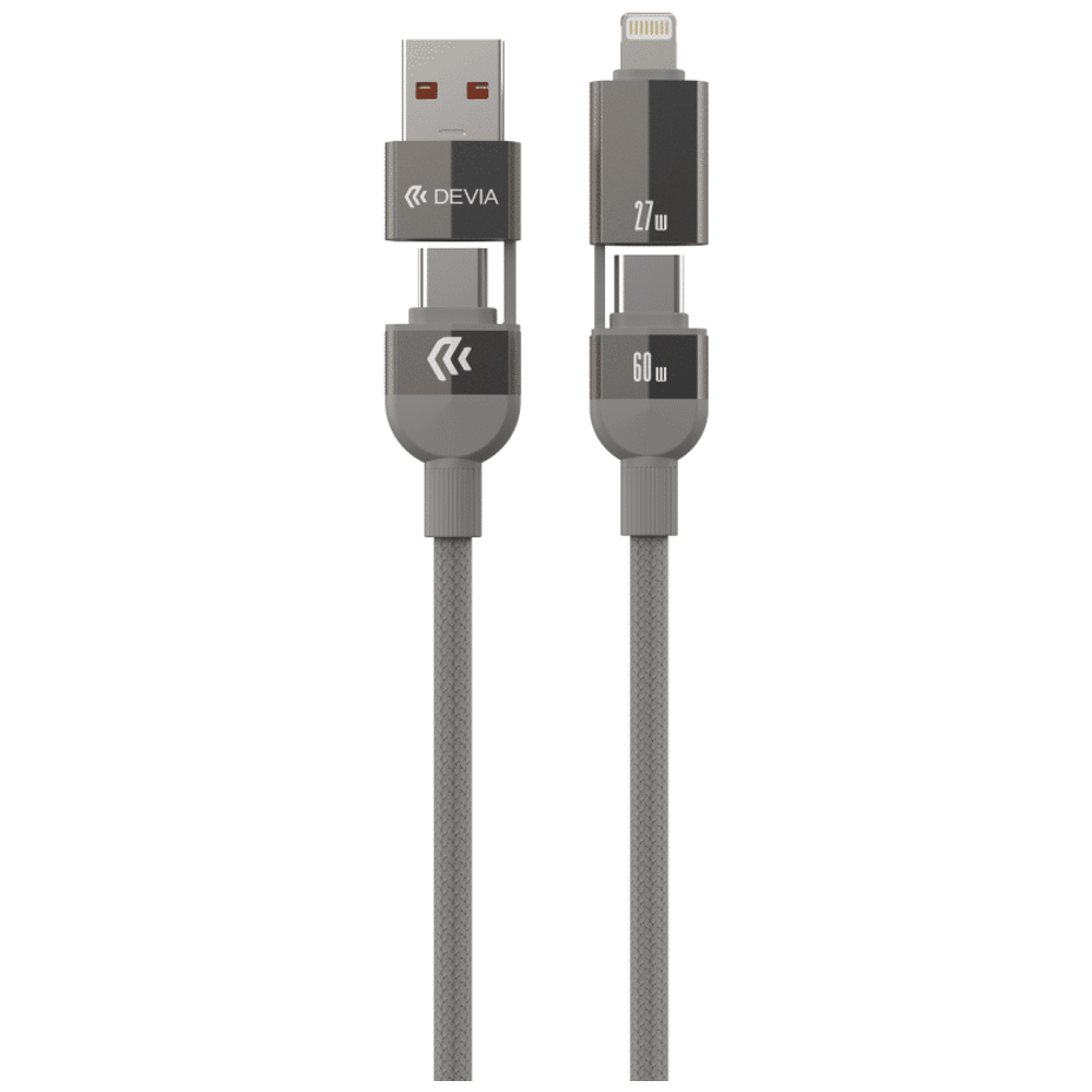 Devia 4-in-1 Charging Cable - 60W & 27W Charging - 1.2m Length - USB-C to Lightning 1.2m – 19,000 IQD Iraq