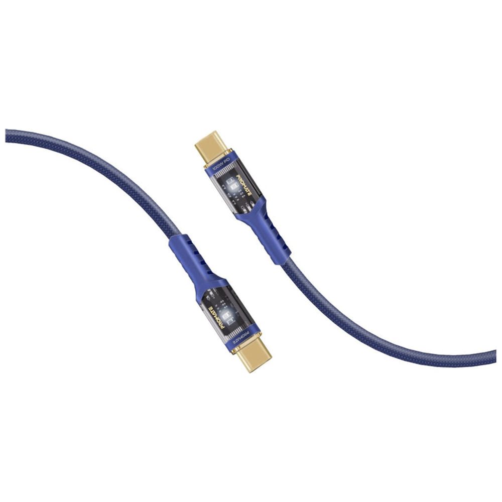 Promate Promate Charging Cable - USB-C to USB-C - 100W - LED Light - 2 m - Navy 100W, 2m – 27,000 IQD Iraq