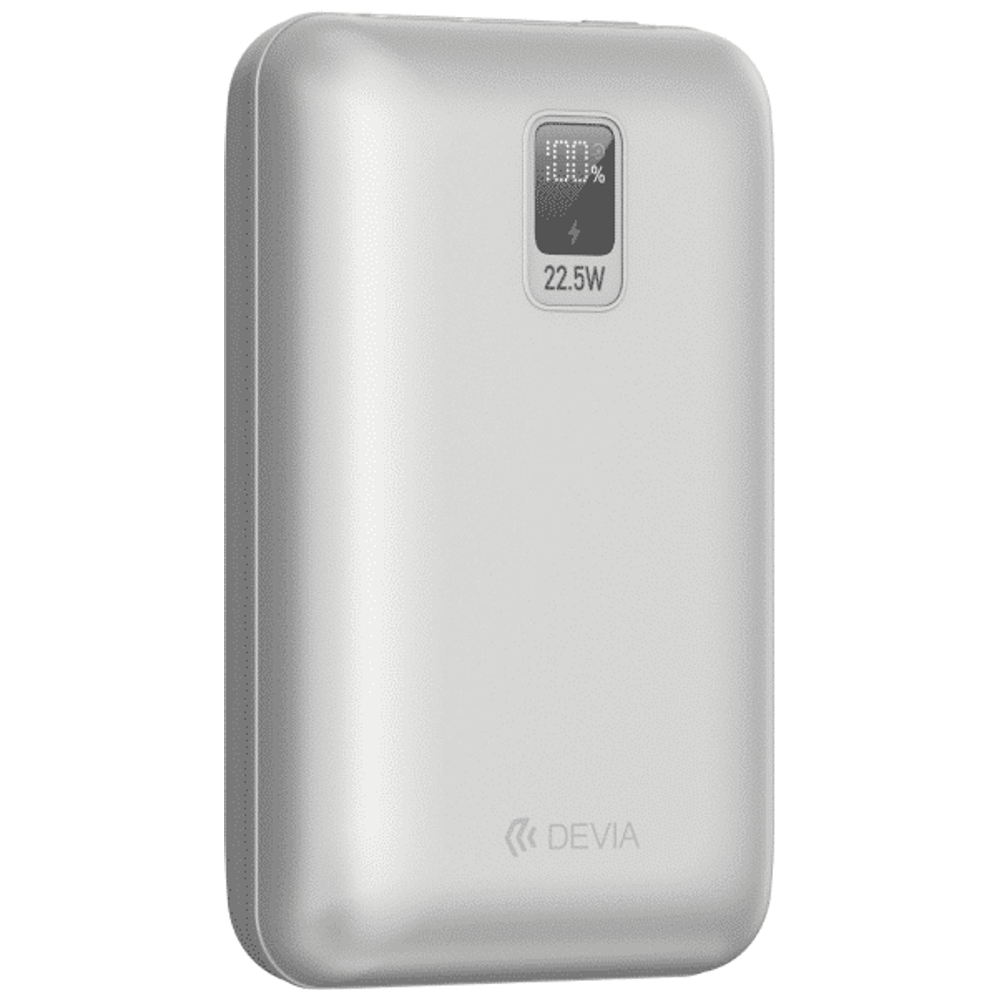 Devia Power Bank - 20,000 mAh, 22.5W Charging - 2 Built-in Cables - Silver 20,000 mAh – 45,000 IQD Iraq