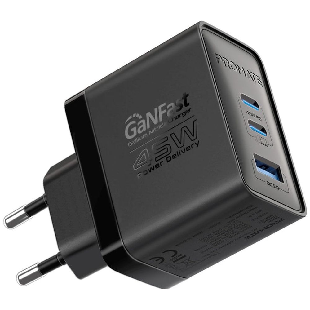Promate Promate 3-Port 45W Wall Charger - Black 45W, 3-Port – 45,000 IQD Iraq