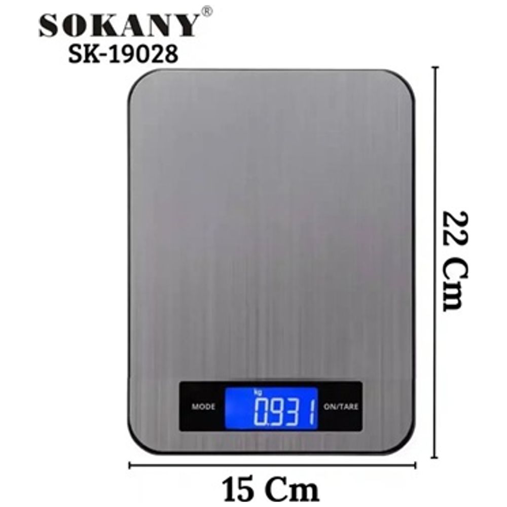 Sokany SK-19028 - kitchen scale - From 1g To 5Kg - Silver