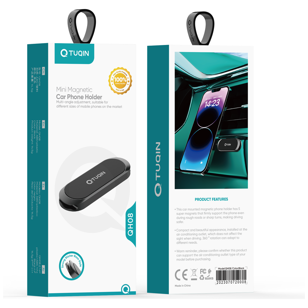 Q-TUQIN QH08 Phone Car Holder - Durable & Lightweight Design - Black – 3,500 IQD Iraq