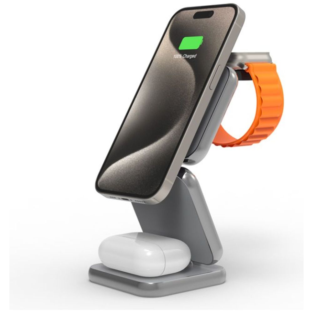 Nine WLC 001 - 3 in 1 Wireless Charger - 15W Power -  Silver 3 in 1 Wireless Charger, 15W – 50,000 IQD Iraq