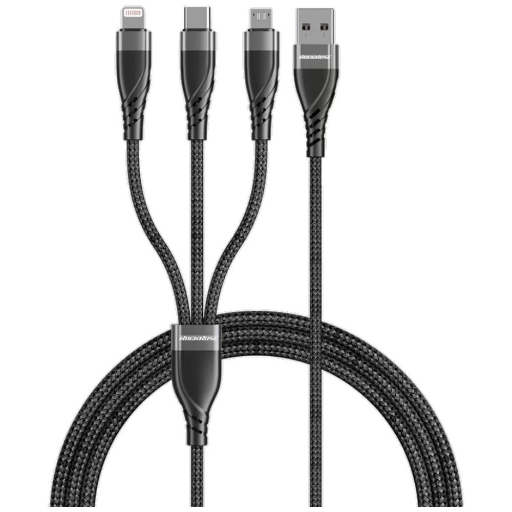 Mcdodo RRCS26E - 3 in 1 USB-A to USB-C+Lightning+Micro USB Data Cable - 1m - Black 1m – 8,000 IQD Iraq