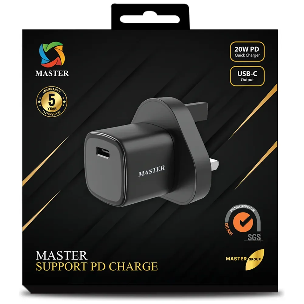 Master Master MSPDCH20W BK - Wall Charger - 1 Port - 20W - Black 20W
