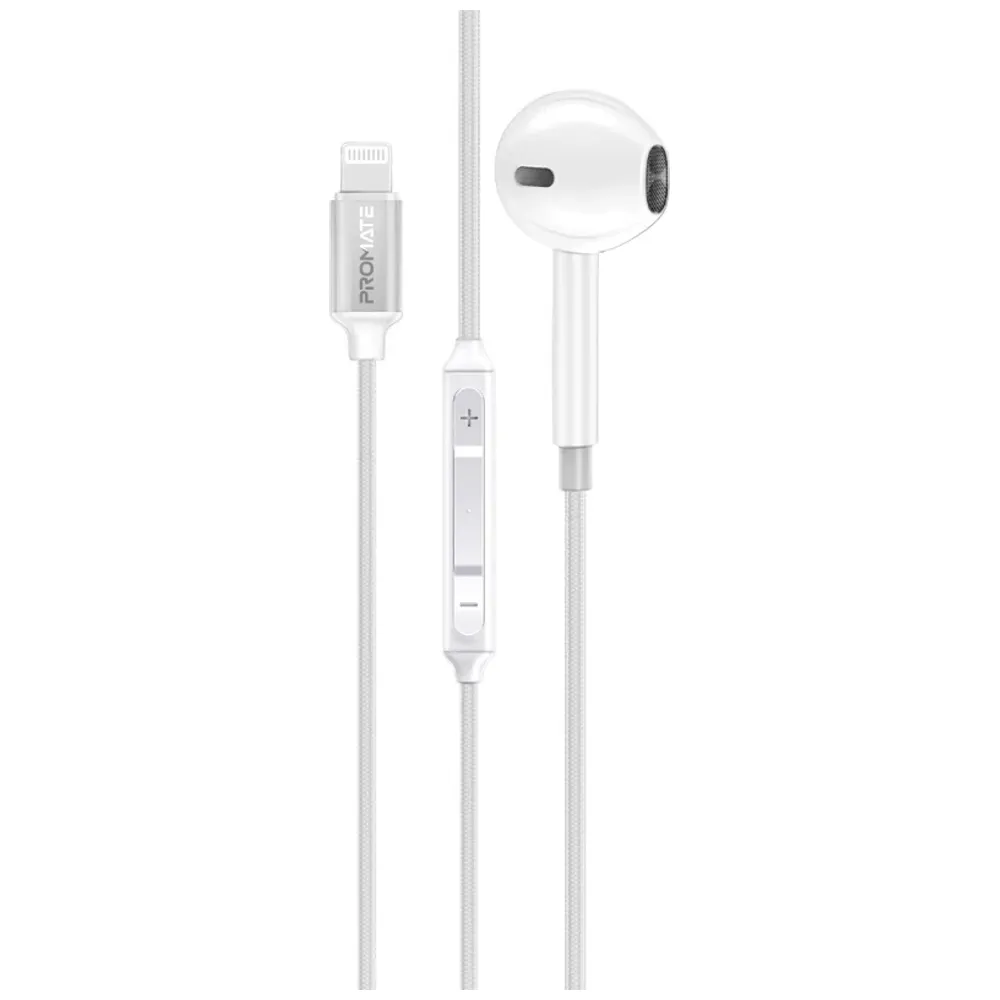 Promate ProMate MonoPod LT - Wired Headphone In Ear - 1.3m - Lightning - White 1.3m