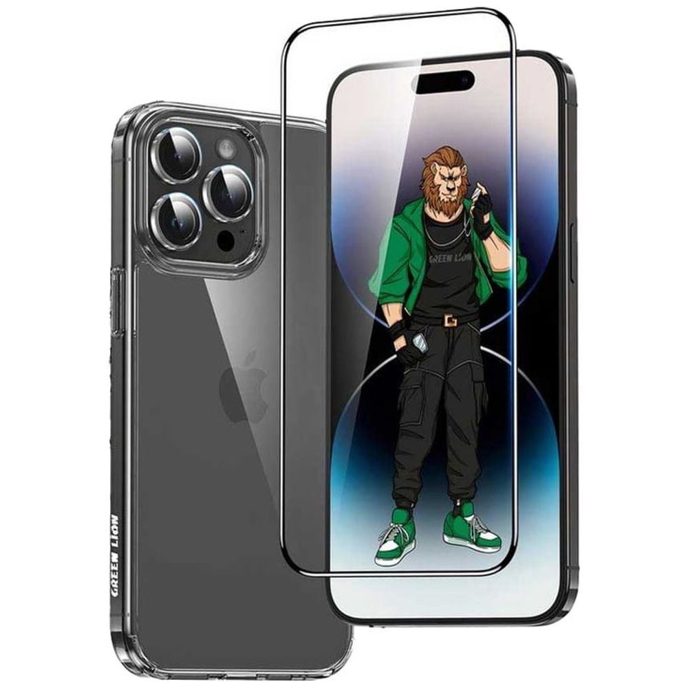 GREEN LION Green Lion 4 in 1 Screen and Camera Protection Pack for iPhone 15 Pro - Transparent