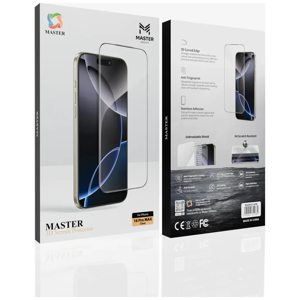 Master Master 3D Screen Protector for iPhone 16 Pro Max - Transparent