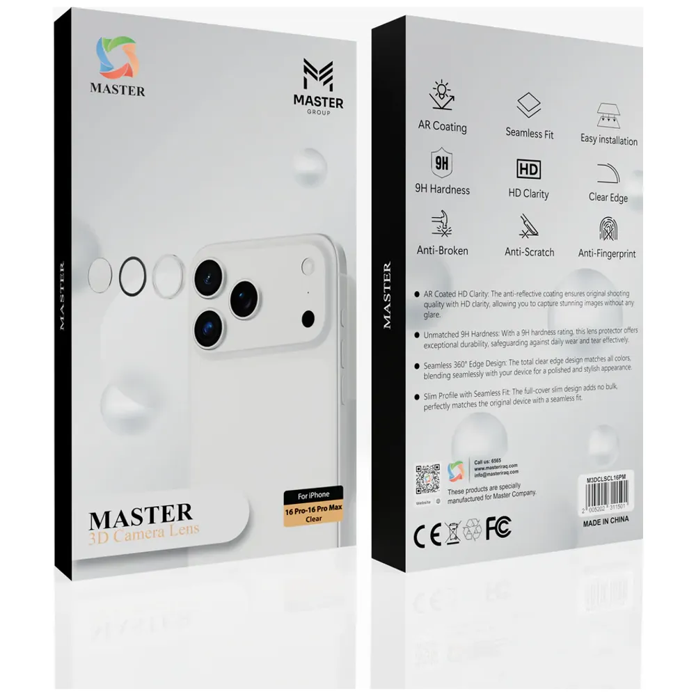 Master Master 3D Camera Lens Protector for iPhone 16 Pro and 16 Pro Max - Transparent