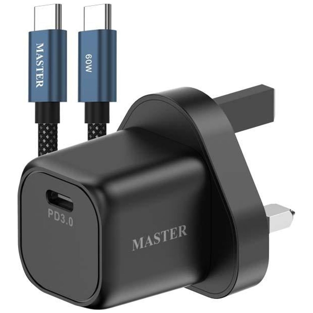 Master Master MSSUFCH35WCL BK - Wall Charger - 1 Port - 35W - with USB-C to USB-C Cable - 60W - Black 35W, 1 Port – 30,000 IQD Iraq