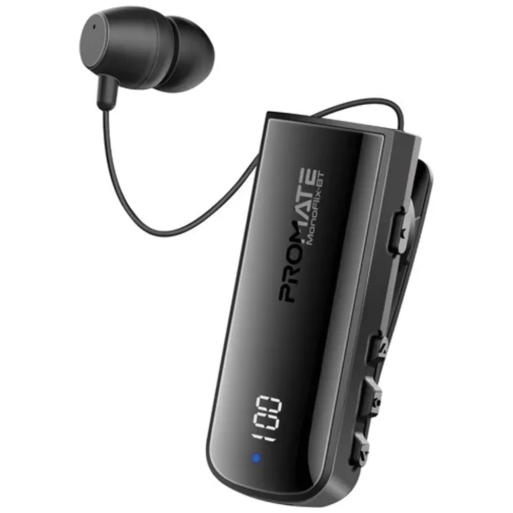Promate MonoFlix BT - Bluetooth Headphone In Ear - Bluetooth 5.3 - Up To 150 mAh - Black Bluetooth 5.3, 150mAh – 30,000 IQD Iraq