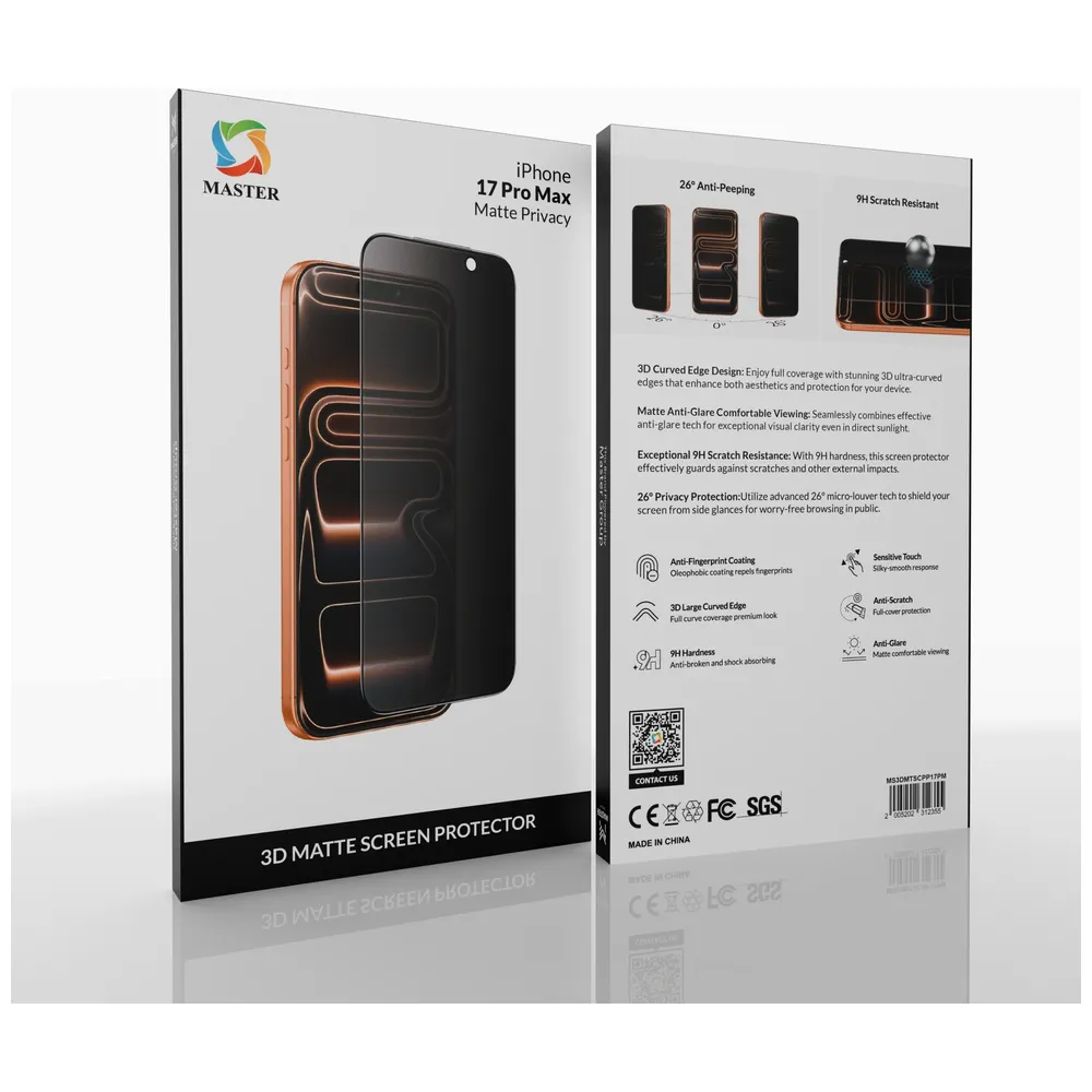 Master Master 3D Privacy Screen Protector - For iPhone 17 Pro Max - Black