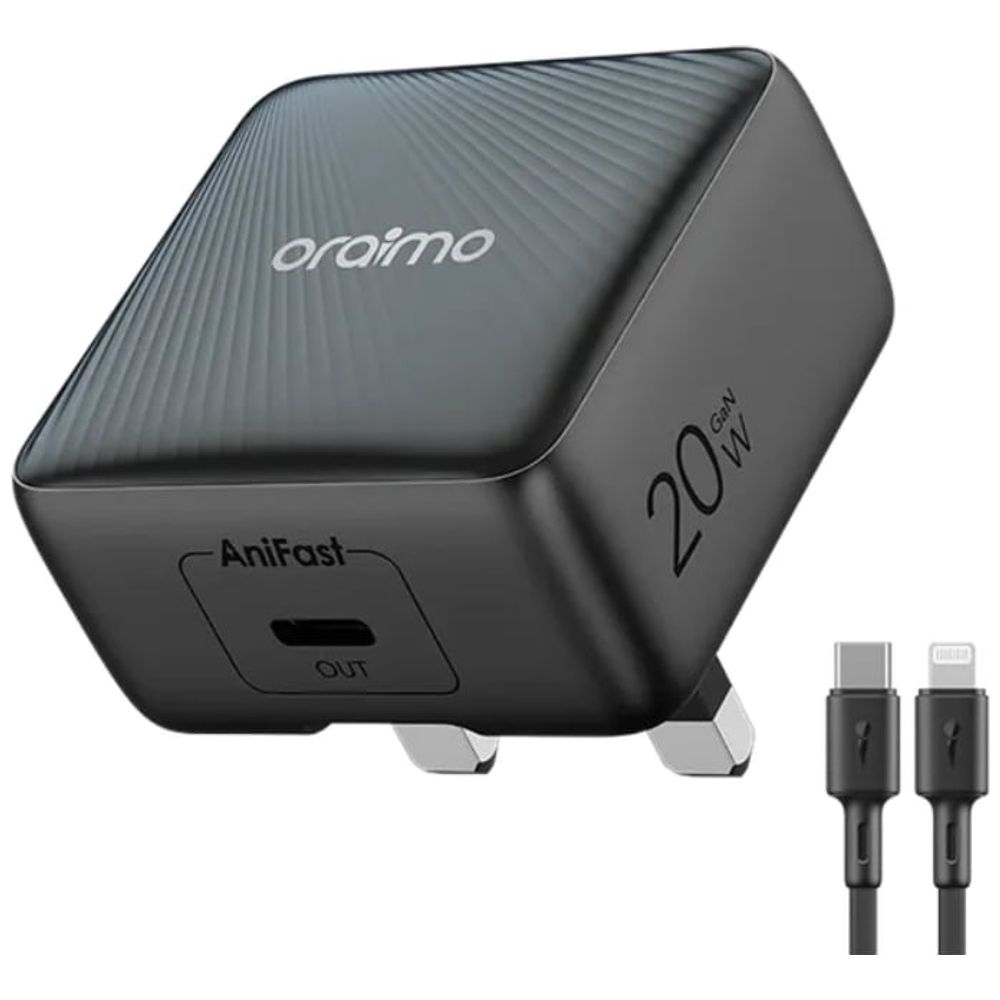 Oraimo Oraimo Wall Charger - 20W Power - Lightning to USB-C Cable - Black 20W