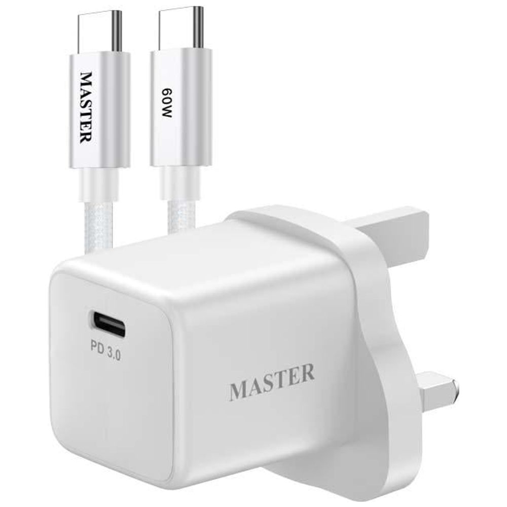 Master Master MSCH25WCTOC60W WH - Wall Charger - 1 Port - 25W - With USB-C to USB-C Cable - 60W - White 25W – 20,000 IQD Iraq
