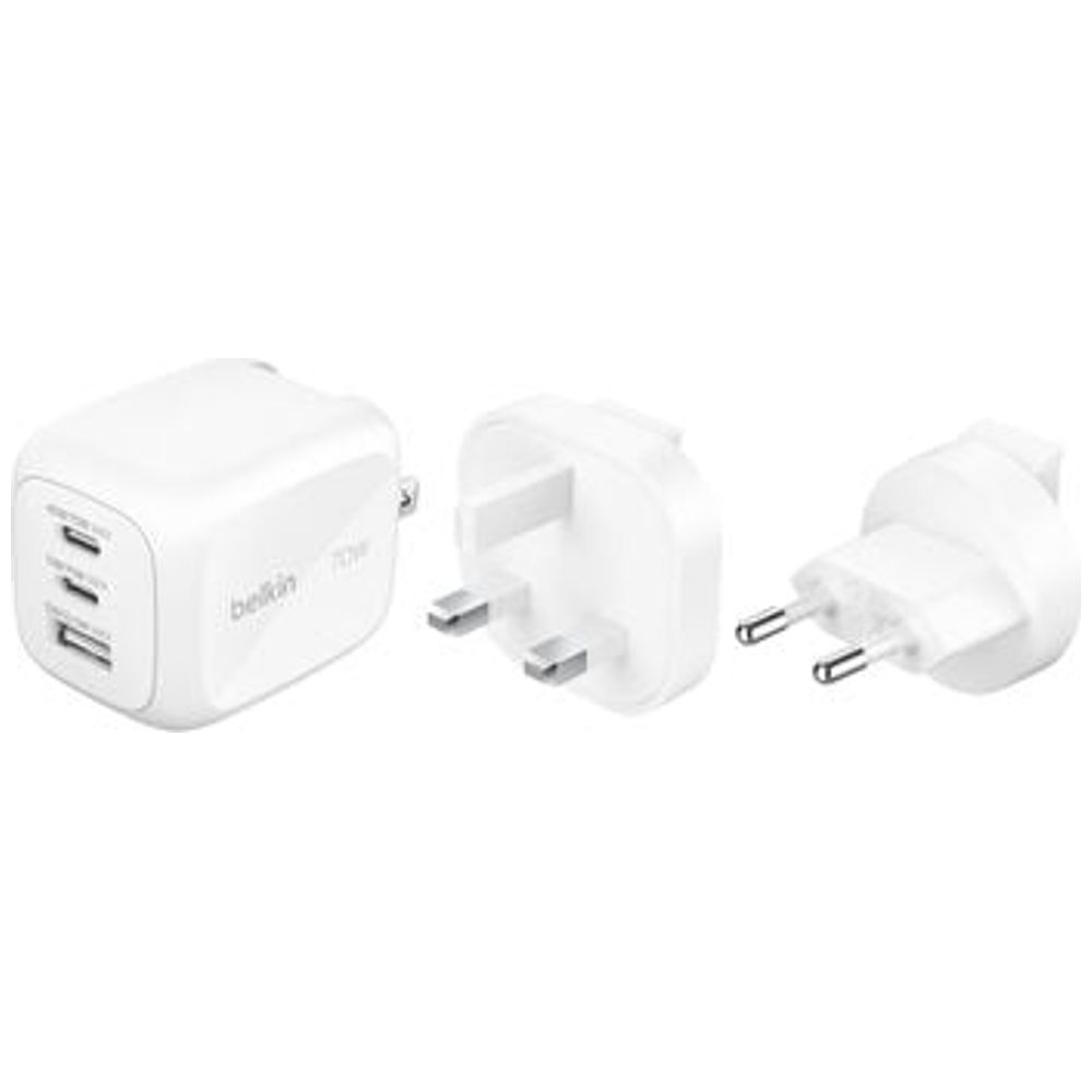 Belkin Belkin - Wall Charger - 70W - 3-Port GaN Fast Charger - White 70W