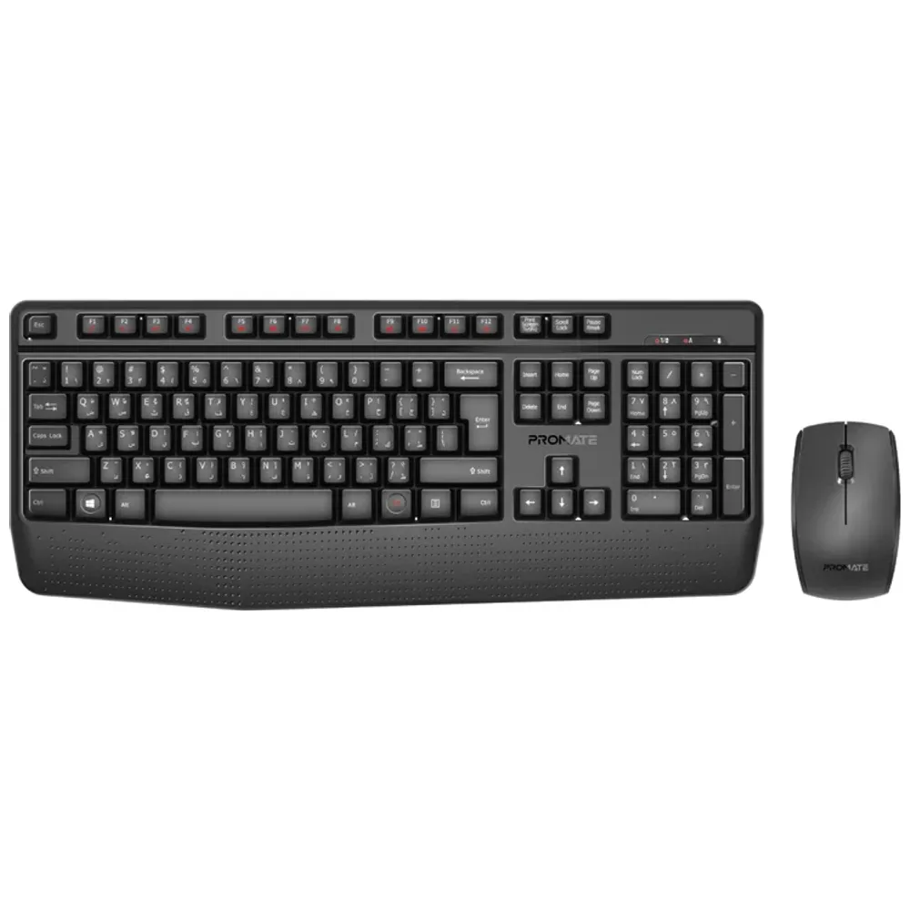 Promate Promate Wireless Keyboard & Mouse Combo - Up to 10m - 1200 DPI - Black 10m, 1200 DPI – 45,000 IQD Iraq