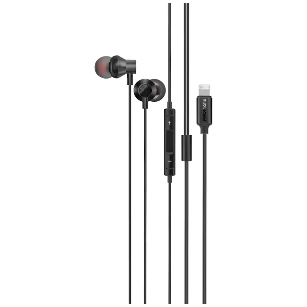 Promate Promate Vibe LT - Wired Headphone In Ear - 0.12m - Lightning - Black 0.12m, Lightning