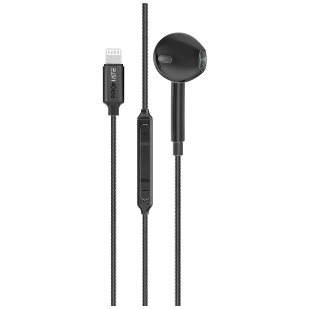 Promate ProMate MonoPod LT - Wired Headphone In Ear - 1.3m - Lightning - Black 1.3m