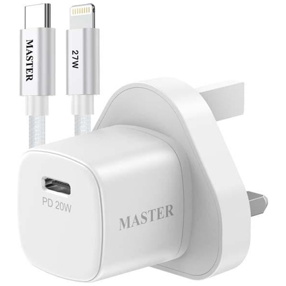 Master Master MSPDCH20WCL2 WH - Wall Charger - Single Port - 20W - with USB-C to Lightning Cable - 27W - White 20W – 20,000 IQD Iraq