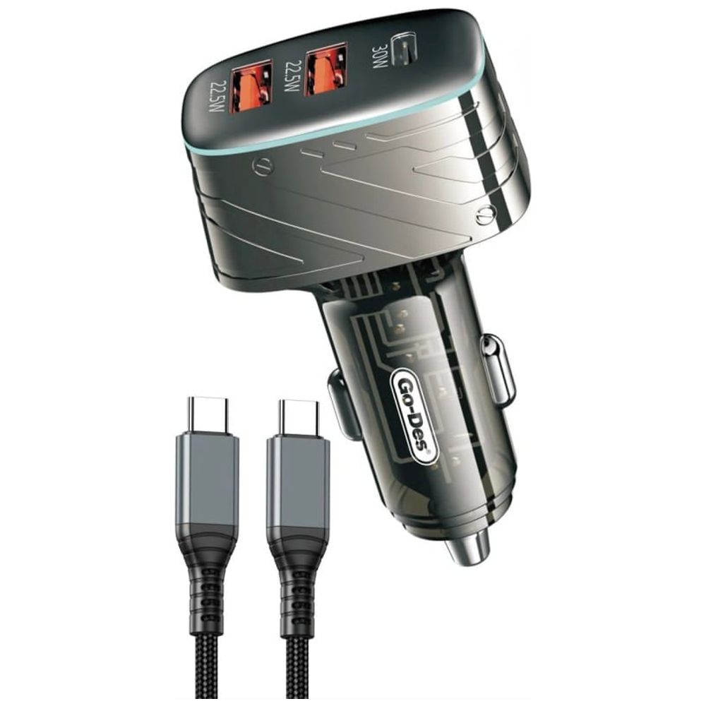 Go-Des Go-Des - PD Car Charger - 75W - 3 Ports - Black 75W, 3 ports