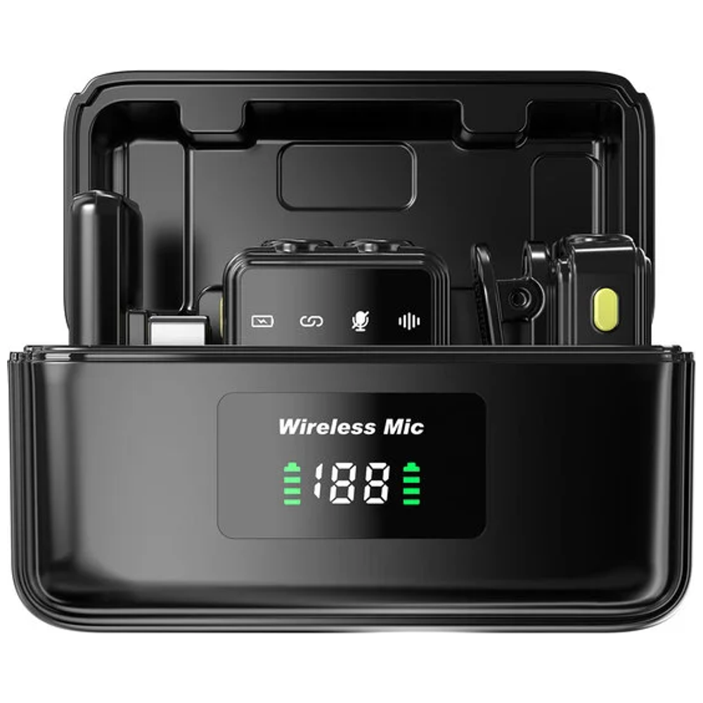 WIWU Dual Wireless Microphone - Bluetooth 5.3 - 600mAh Battery - Noise Cancellation - Black – 59,000 IQD Iraq