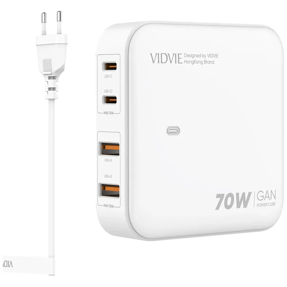 VIDVIE VIDVIE - Desktop Fast Charger - 70W - 4 Ports - White 70W