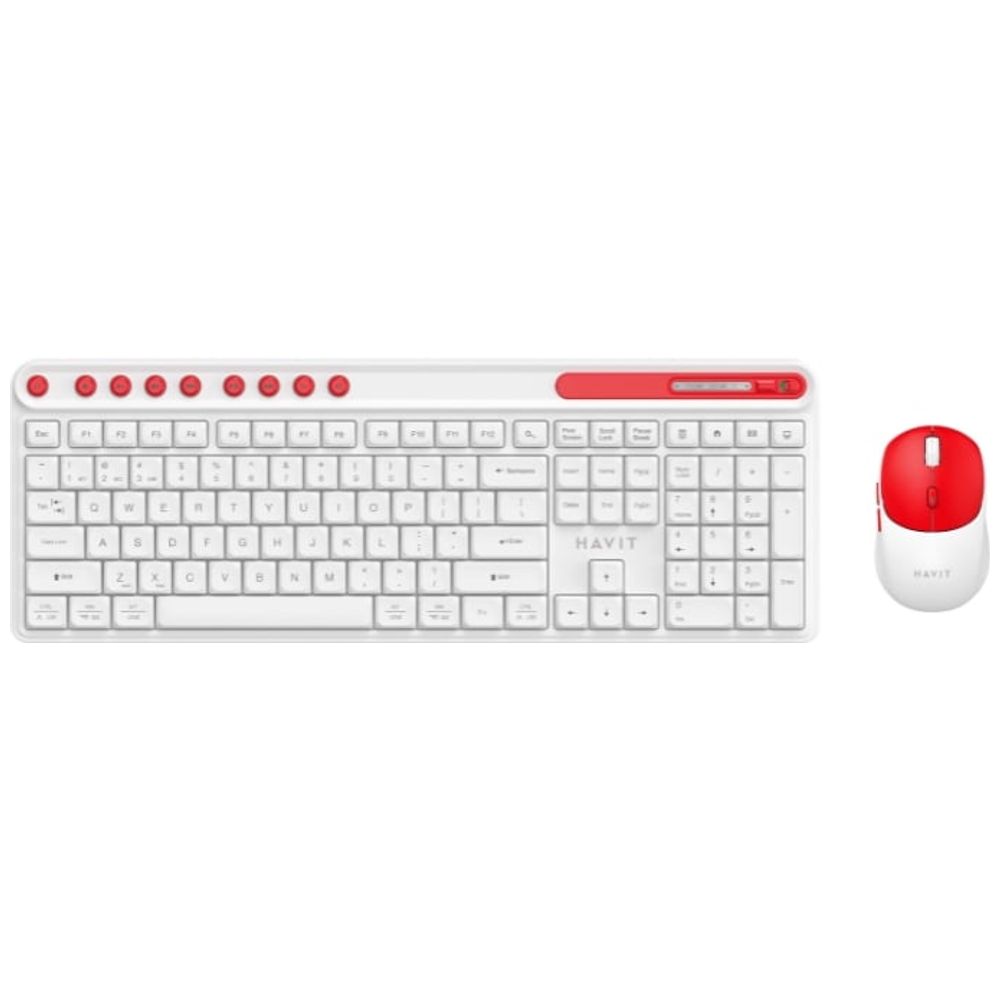 Havit Havit Wireless Keyboard and Mouse Combo - Dual-mode connectivity: 2.4G + Bluetooth 5.1 - Keyboard with 109+9 keys - Red 109+9 keys – 39,000 IQD Iraq