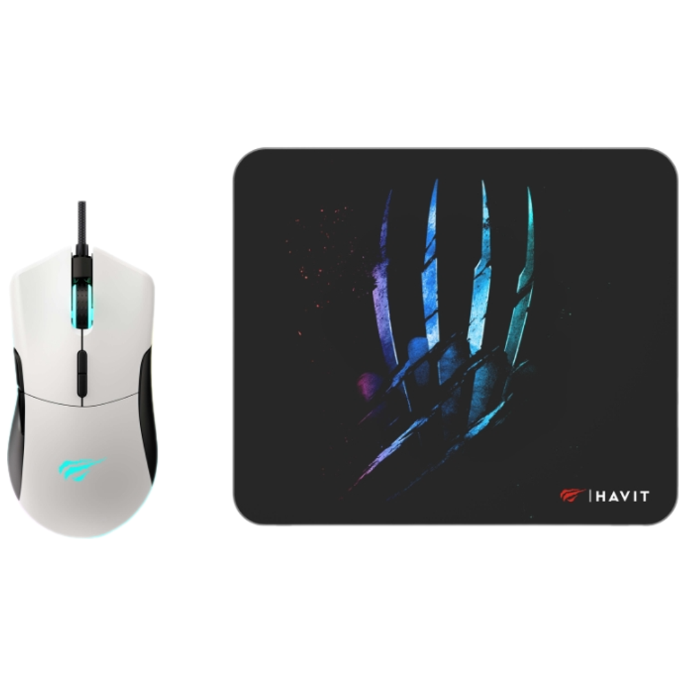 Havit Havit RGB Mouse and Mouse Pad Set - 7 Buttons - Rubber and Cloth Pad - White 7 Buttons – 25,000 IQD Iraq