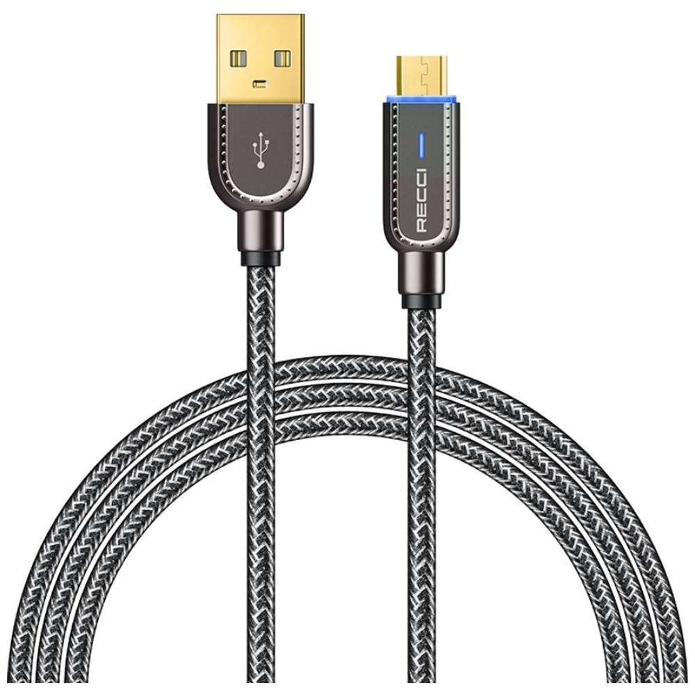 Recci Recci RS02M- Smart Power-Off USB-A to Micro USB Cable - Black