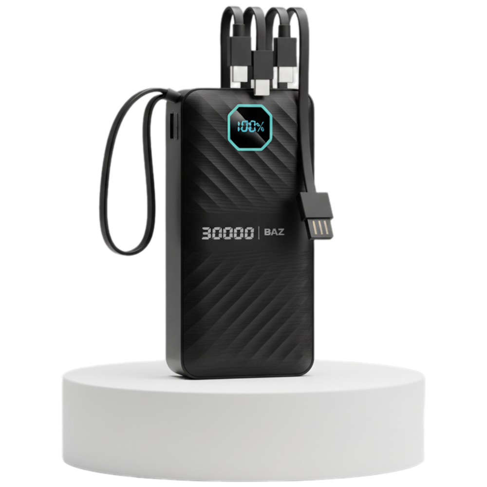 BAZ - Power Bank - 5 outputs + 2 inputs - 30000 mAh -  22.5W PD - Black 30000mAh, 22.5W PD – 109,000 IQD Iraq