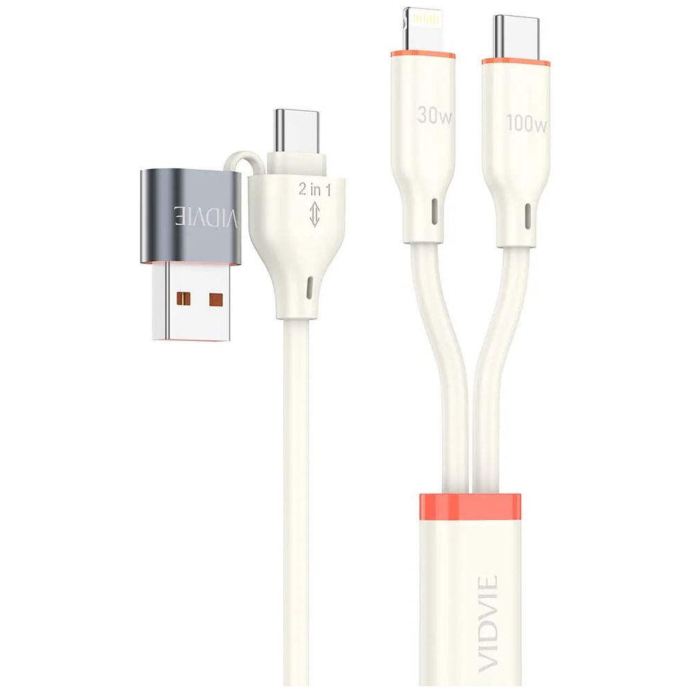 VIDVIE CB4029 -  2 In 2 Cable - 1.2 m - 104W - White 1.2m, 104W – 44,000 IQD Iraq