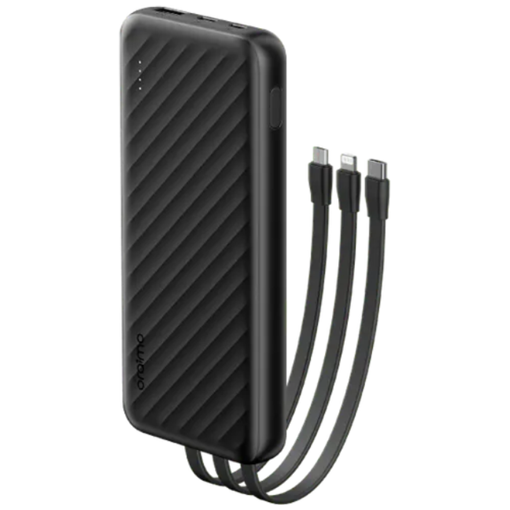 Oraimo SliceLink P5101 Power Bank - 10,000 mAh Capacity - 21W Charging - Three Built-in Cables - Black 10000mAh, 21W – 29,000 IQD Iraq