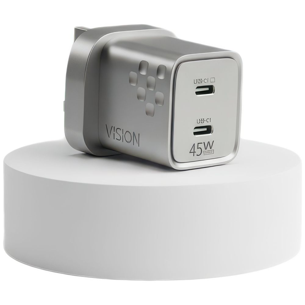 VISION Power Adapter Dual Port USB-C – Wall Charger – Silver – 69,000 IQD Iraq
