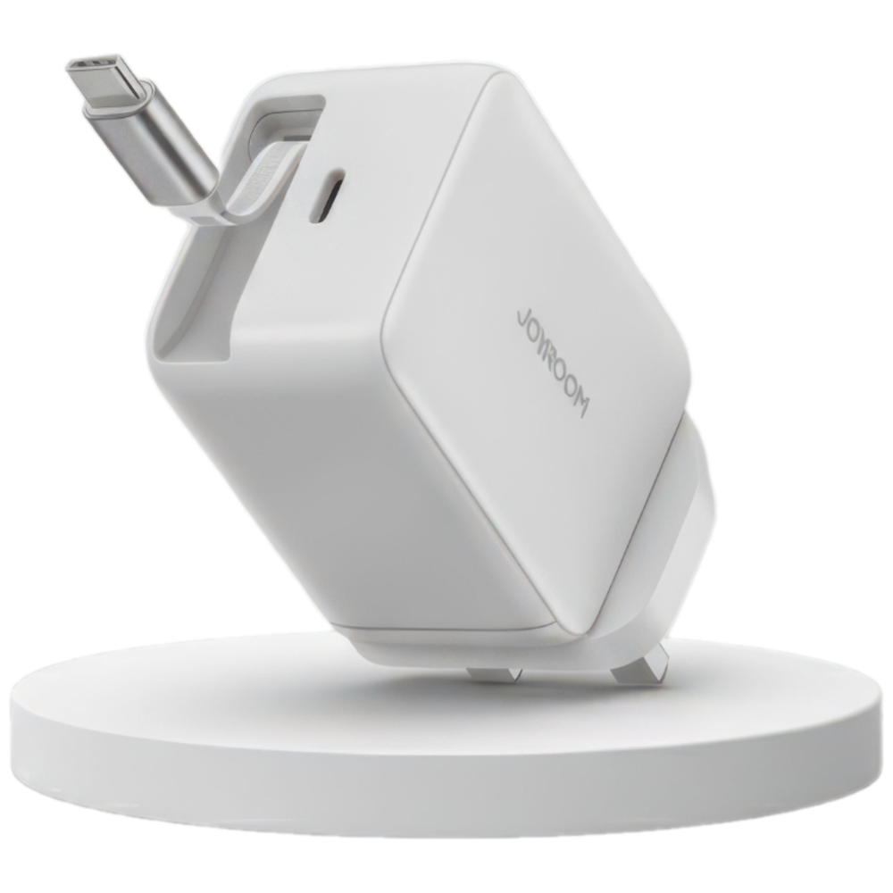 Joyroom Joyroom - Wall Charger - 67W GaN - Built-in retractable cable - White 67W GaN