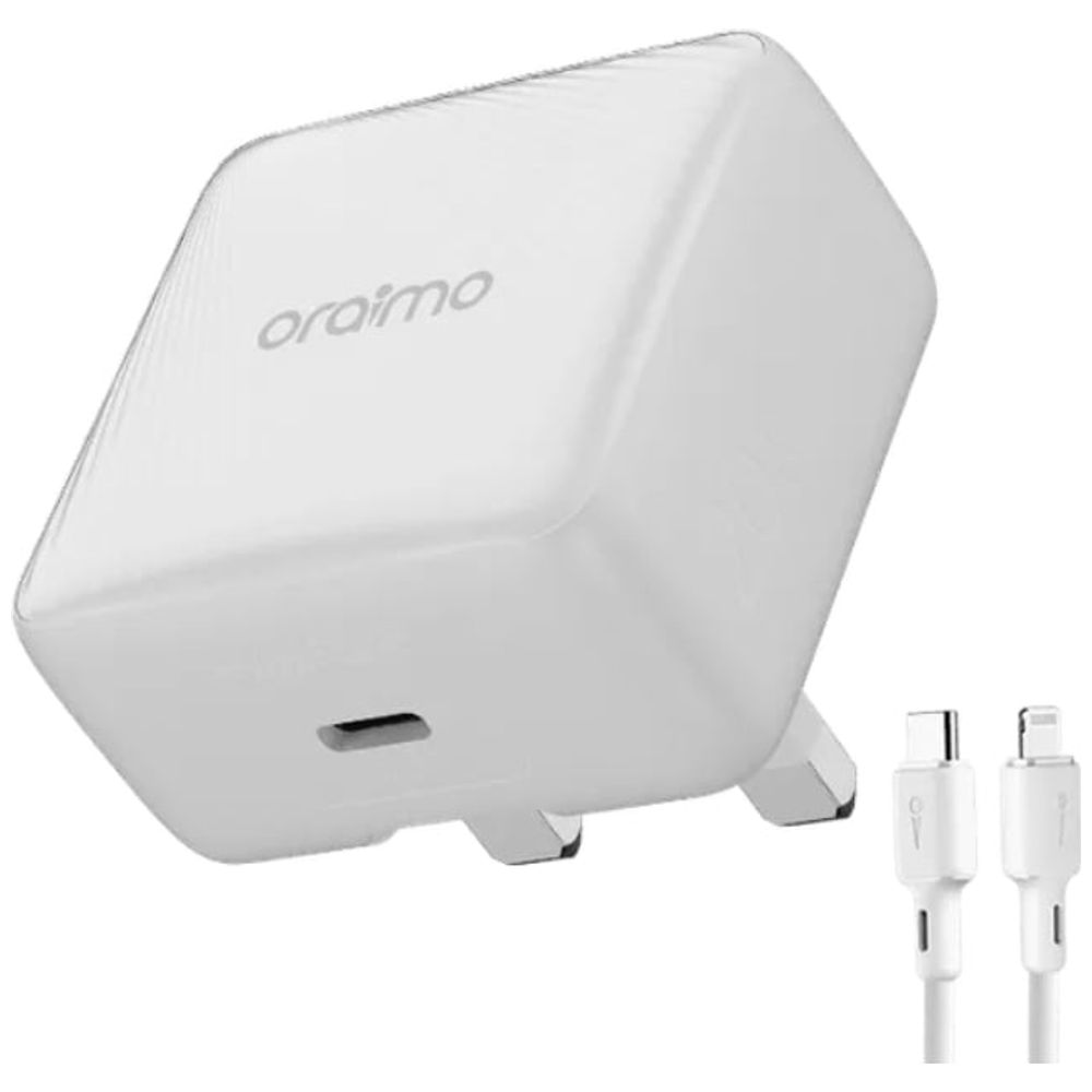 Oraimo Wall Charger - 20W Power - AniFast Technology - USB-C to Lightning Cable - 1m - White 20W – 17,500 IQD Iraq